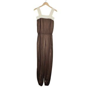 Vintage 1970's Ma Cherie Lingerie Jumpsuit Brown Lace 70's One Size